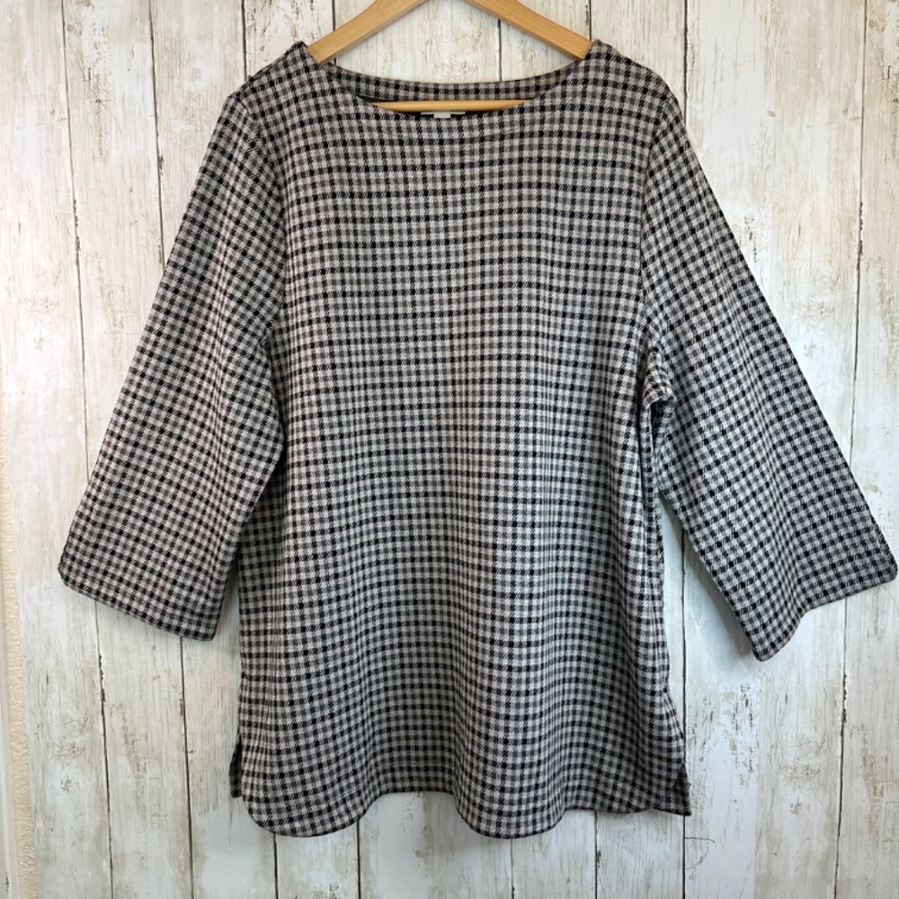 J. Jill Black and White Checkered Tunic